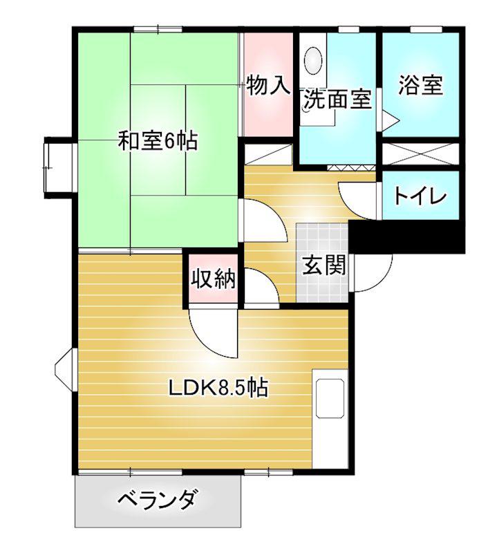 SKコーポ(1LDK/2階)の間取り写真