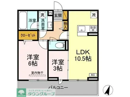 リシェスみのり台 A棟(2LDK/2階)の間取り写真