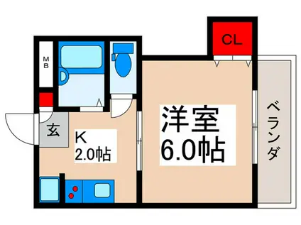 ヴェルデ・カーサII(1K/1階)の間取り写真