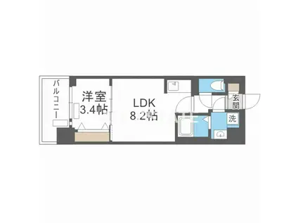 ファーストフィオーレ玉造グレイス(1LDK/4階)の間取り写真