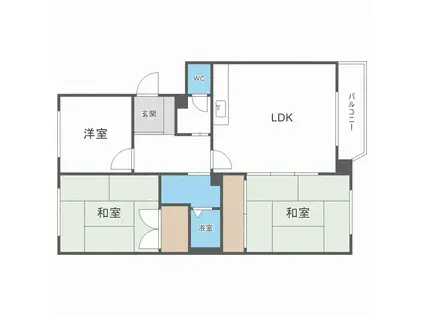 八幸ハイツ山の手(3LDK/2階)の間取り写真