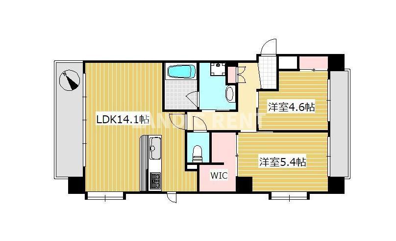 ラ・フルール博多駅南(2LDK/4階)の間取り写真