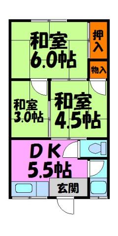 寿荘(3DK/2階)の間取り写真