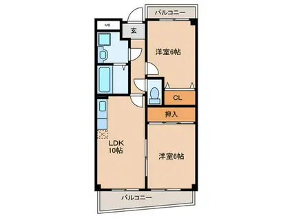 CHEZ-SOI M(2LDK/2階)の間取り写真