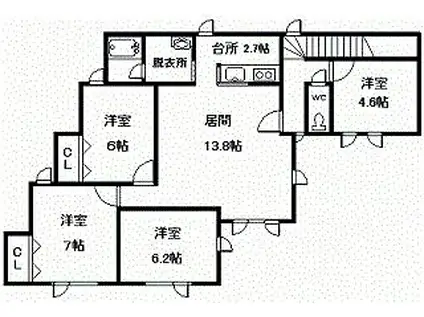 フォセット(4LDK/2階)の間取り写真
