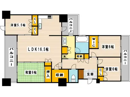 リビオ大手町グランエンブレム(4LDK/2階)の間取り写真