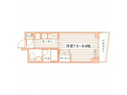 ダイヤハイツ梅ヶ丘(1K/2階)の間取り写真