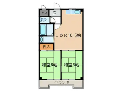 フエリシア浅野(2LDK/3階)の間取り写真