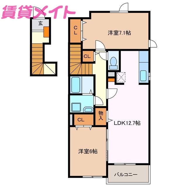 イースト ファーム(2LDK/2階)の間取り写真