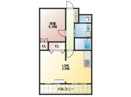 ハーヴェストI(1LDK/3階)の間取り写真