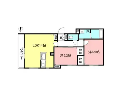 AXIA(2LDK/2階)の間取り写真