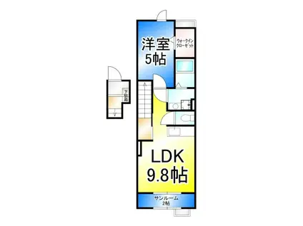 ジュラフB(1LDK/2階)の間取り写真