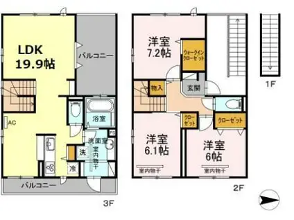 トラモント(3LDK/2階)の間取り写真