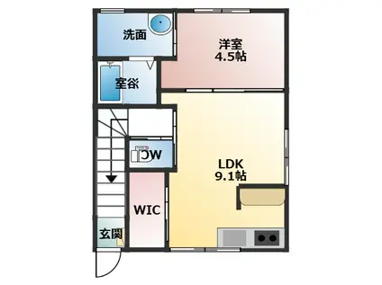 RUTILE高木(1LDK/2階)の間取り写真