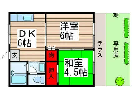 グリーンプラザ桜田(2DK/1階)の間取り写真