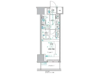 クオリタス品川南(1K/10階)の間取り写真