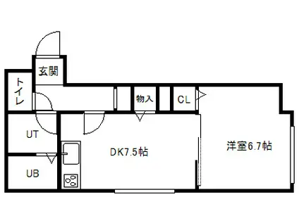 アビタ川沿(1DK/1階)の間取り写真