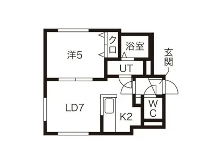ロイヤルハイアット平岸(1DK/4階)の間取り写真