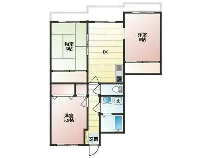 第2乙女屋マンション(3LDK/5階)の間取り写真