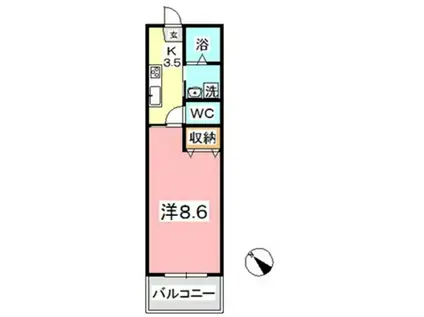 アランフェス(1K/3階)の間取り写真