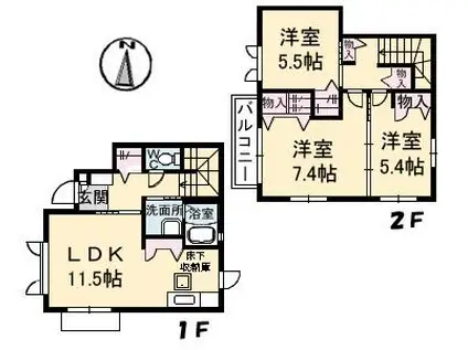 メゾン高須台(3LDK/1階)の間取り写真