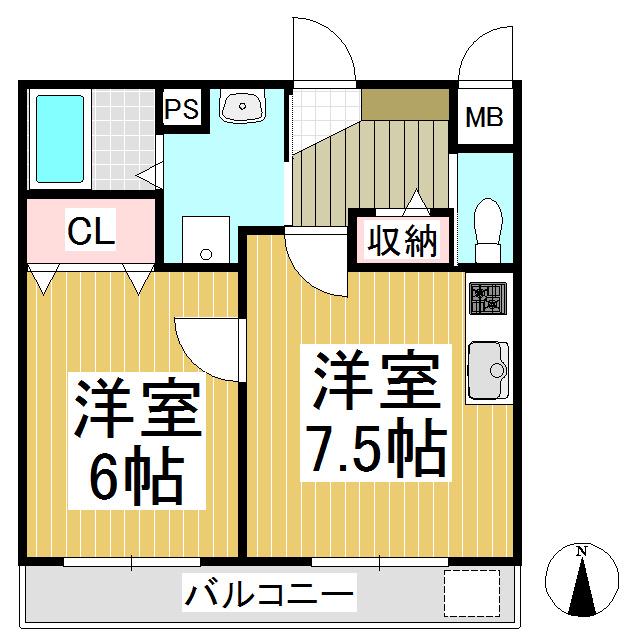 ASSURANCE SAY 26(1DK/2階)の間取り写真