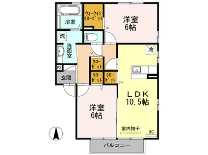 レインボーM(2LDK/2階)の間取り写真