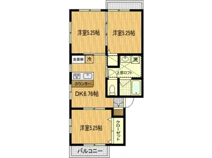 ロフティB(3DK/1階)の間取り写真