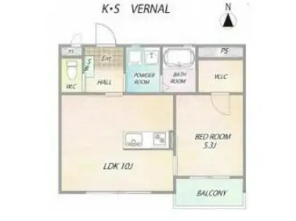 K.S VERNAL(1LDK/1階)の間取り写真