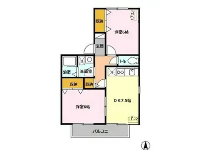 セーラム仙波 B/C(2DK/1階)の間取り写真