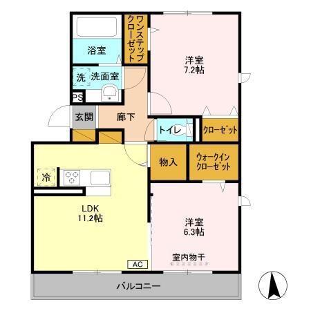 クレールコート(2LDK/2階)の間取り写真