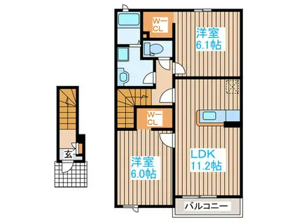 八重櫻D(2LDK/2階)の間取り写真