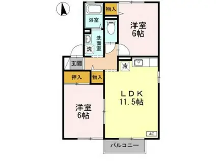 第2エバーグリーンB棟(2LDK/2階)の間取り写真