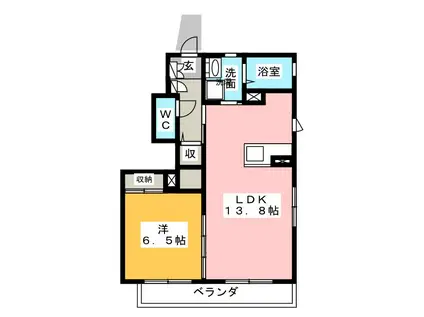 クレセオ・アマノD(1LDK/1階)の間取り写真