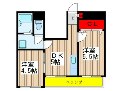 メゾンY-95(2DK/2階)の間取り写真