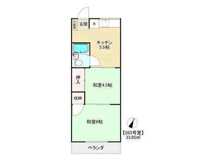 メゾンド・コイデ(2K/2階)の間取り写真