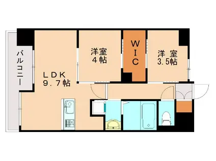 ネストピア博多駅ステージ(2LDK/3階)の間取り写真