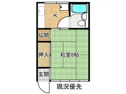 コーポもりやま(1K/2階)の間取り写真