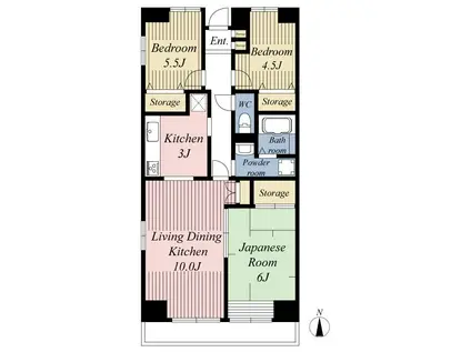 プロスペール谷塚二番館(3LDK/8階)の間取り写真