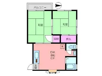 太田ハイム南(2DK/2階)の間取り写真