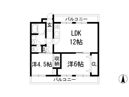 清和台サニーハイツ(2LDK/2階)の間取り写真