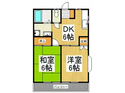 メゾンソレイユ(2DK/2階)の間取り写真