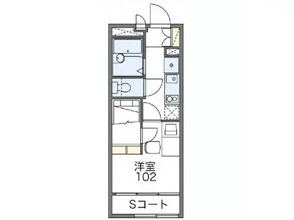 レオパレスリュエル(1K/1階)の間取り写真