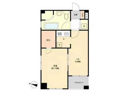 レインボーピア原(1LDK/3階)の間取り写真