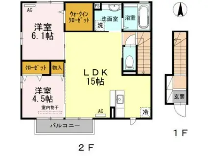 アッファービレ II棟(2LDK/2階)の間取り写真