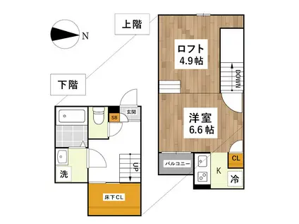 ADC京町MARE(1K/2階)の間取り写真