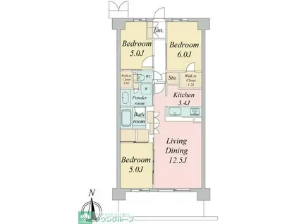 トラープランド蒼麗館(3LDK/4階)の間取り写真