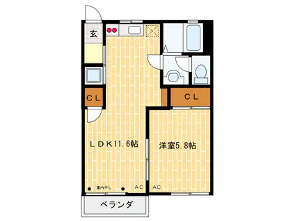 ファミール豊岡A・B(1LDK/1階)の間取り写真
