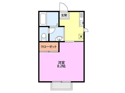 メゾンヒルサイド(1K/1階)の間取り写真