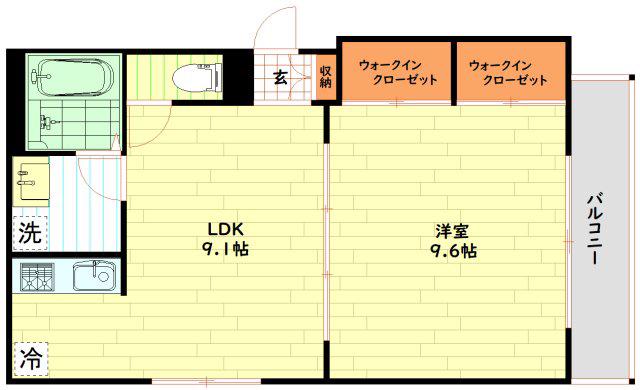 京橋オリエンタルキューブ(1LDK/1階)の間取り写真